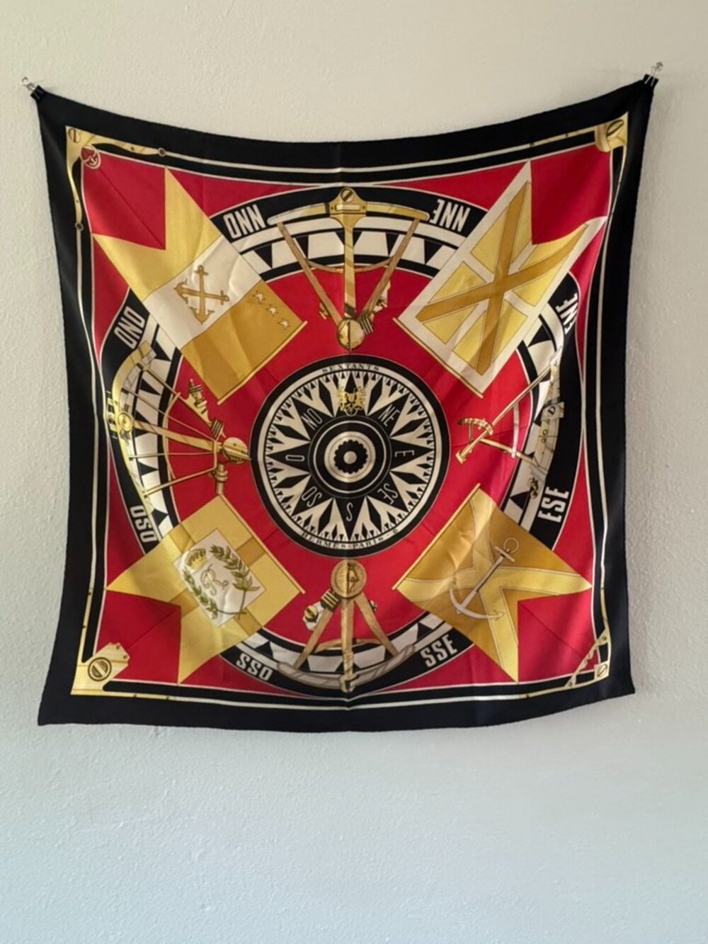 Vintage Hermès "Sextants" silk scarf